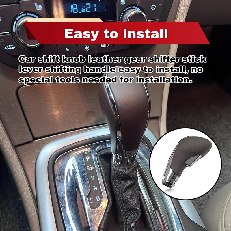 Pleoos Automatic Gear Stick Shift Knob Compatible with 2012-2017 Buick Verano Car Gear Shift Knob Leather Car Stick Lever Gear Shifter Knob Cover Head Handle Lever(Brown) - Image 4